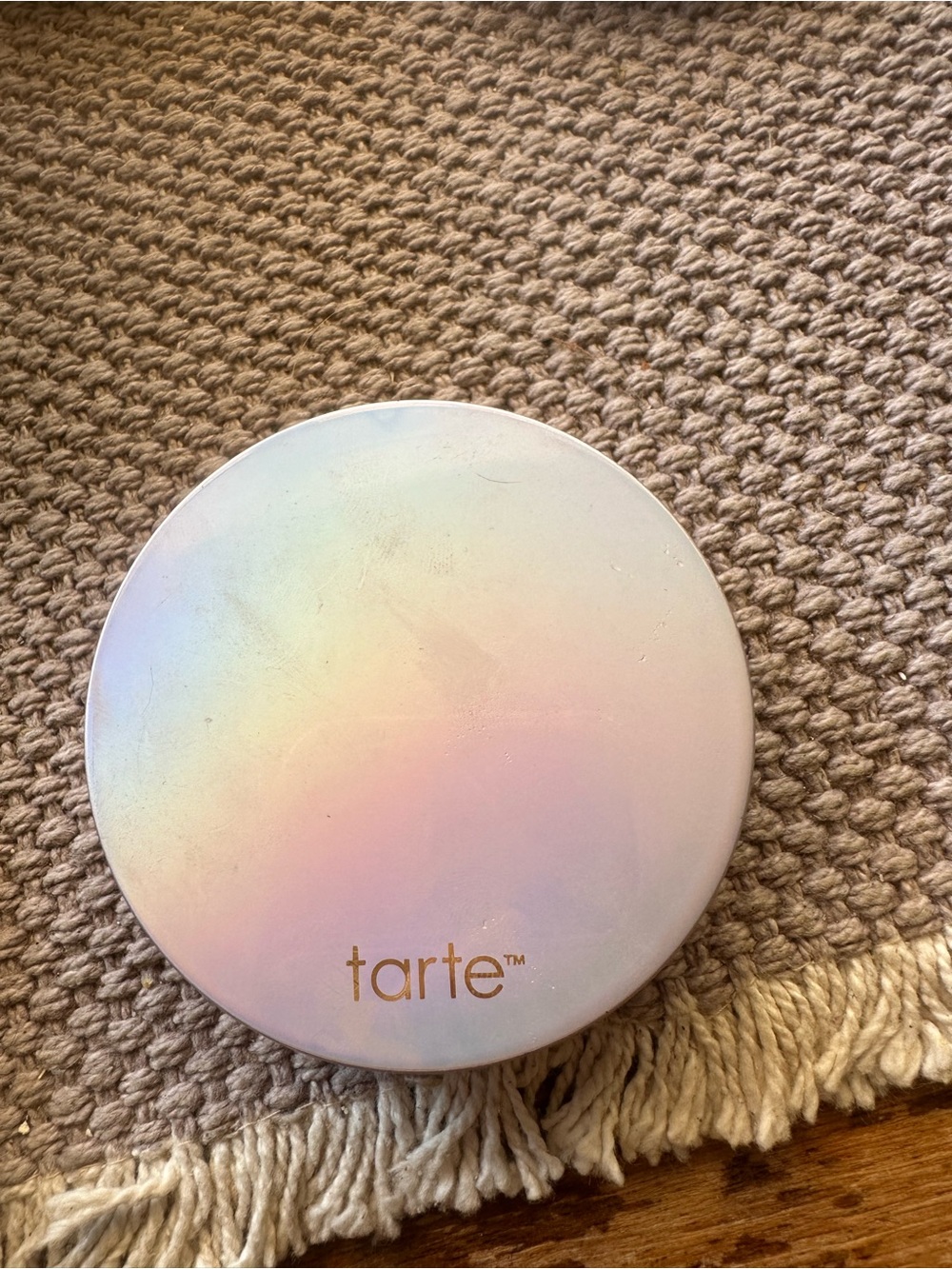 tarte Iridescent Round Decorative Box in Pink and Cream Tones